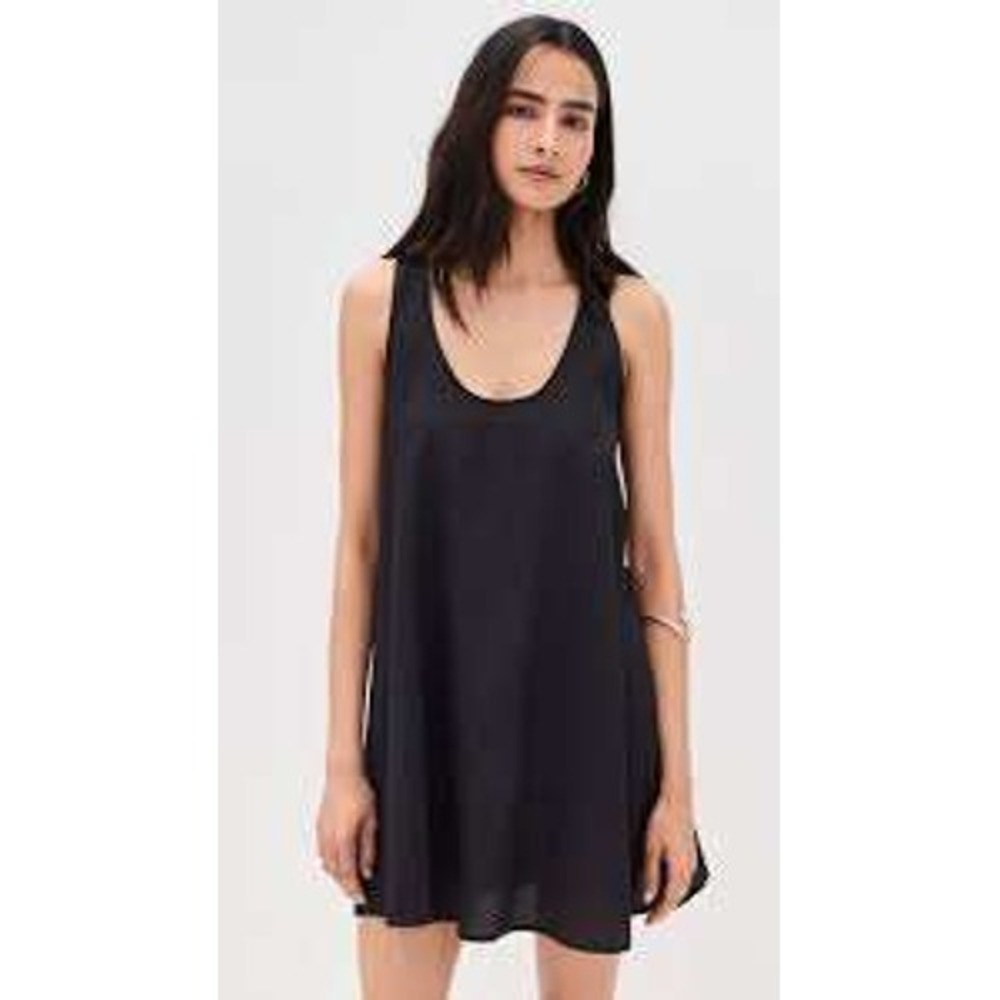 Trouve Black Sleeveless Shift Women Dress Scoop Neck Pocket XS 94%Cupro6%spandex